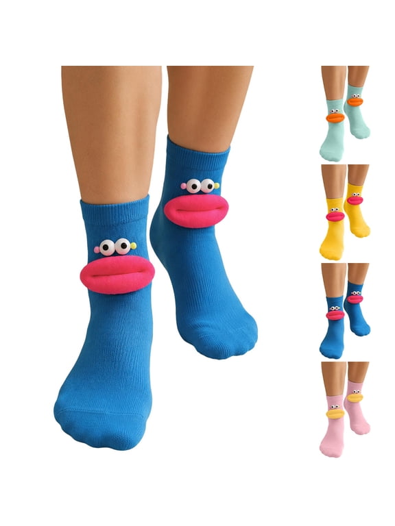 3D Sausage Mouth Crew Socks for Women Fashion Cute Soft Warm Comfy Socks