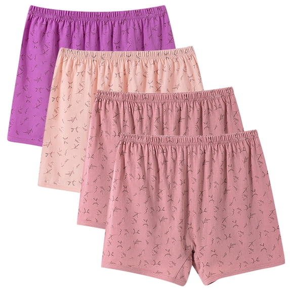 YUANxueke 4 Pack Women's Plus Size Underwear Boxer Briefs Full Coverage Soft Panties Comfy Breathable Boy Shorts
