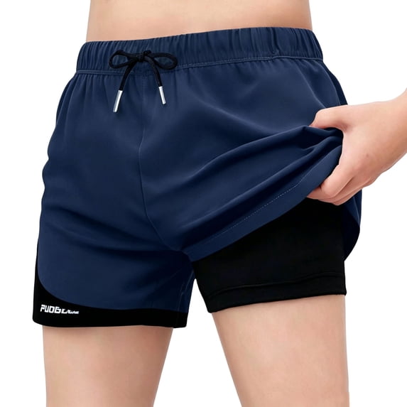 YUANxueke Athletic Shorts for Boys Quick Dry Workout Shorts Drawstring Waist Outdoor Shorts Fake Two Pieces for 7-17 Years