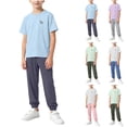 thumbnail image 1 of YUANxueke Boys 2-Piece Outfit Sets Long Sleeve Crewneck T-Shirts & Tapered Leg Pants Summer Athletic Sets for 3-16 Years, 1 of 8
