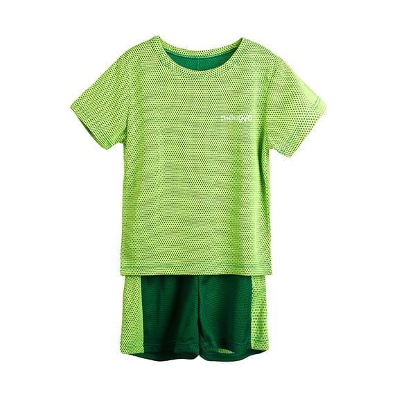 YUANxueke Boys 2-Piece Soccer Training Outfit Sets Quick Dry Mesh Short Sleeve T-Shirt & Shorts Sets Tracksuit for 2-13 Years