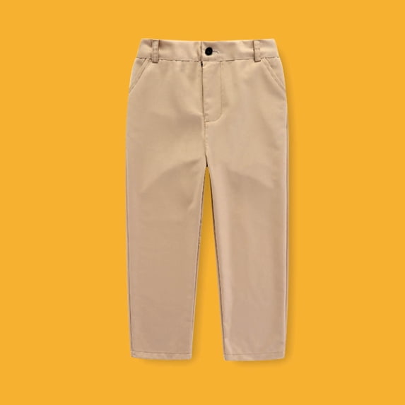 YUANxueke Boys Dress Pants Stretchy Pull-On Straight Leg Chino Pants Adjustable Waist Relaxed Fit Slacks Pants for 3-17 Years