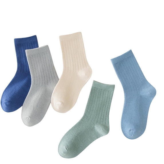 YUANxueke Boys & Girls 5 Pairs Cotton Socks Casual Soft Comfort Crewneck Socks Breathable Moisture-Wicking Socks