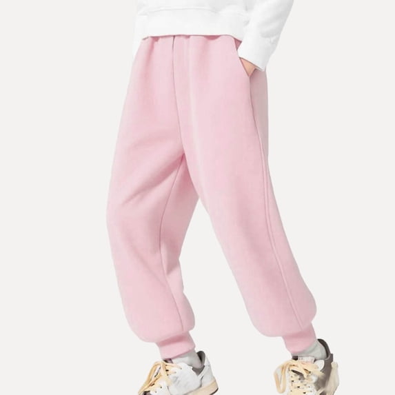 YUANxueke Boys Girls Cotton Joggers Winter Fleece Athletic Sweatpants Casual Tapered Leg Active Pants with Pockets