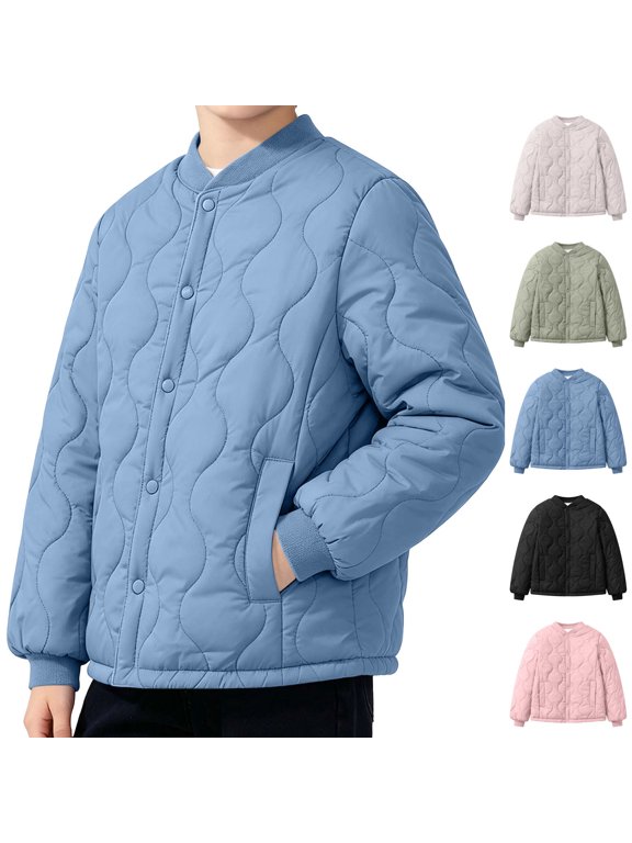Boys & Girls Lightweight Quilted Padded Jacket, Button Down Thermal Inner Liner Coat, Versatile Inside & Outside Winter Warm Outerwear