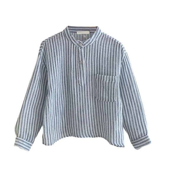 YUANxueke Boys Girls Striped Shirts Long Sleeve Button Up Double Layered Cotton Shirts Casual Fashion Outwear Tops for 2-8 Years