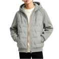 thumbnail image 1 of YUANxueke Boys Zip Up Thickened Coat, Long Sleeve Puffer Jacket with Drawstring Hood, Winter Warm Casual Outerwear, 1 of 7