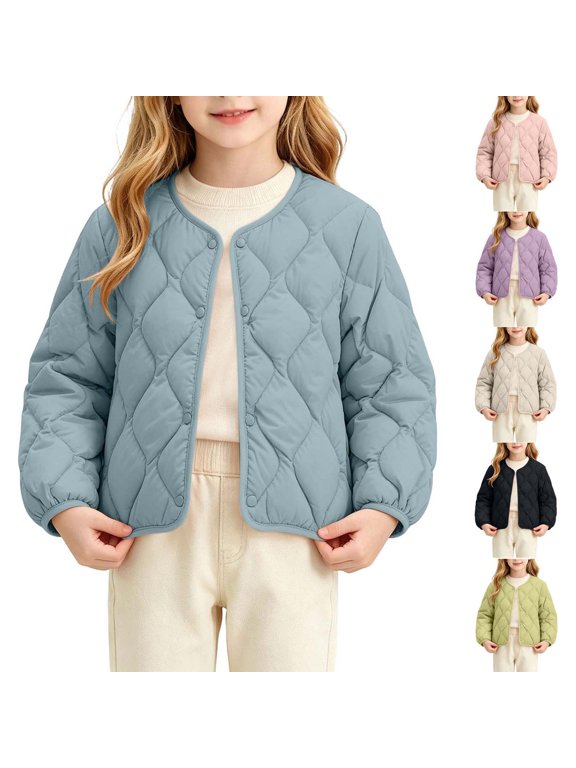 Down Liner Jackets for Girls Boys Button Down Winter Fall Puffer Coats Outwears for 2-13 Years