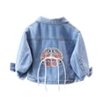 thumbnail image 1 of YUANxueke Fashion Denim Jacket for Girls Back Embroidery Button Down Jean Coat Casual Outwear Tops for 18M-14Y, 1 of 8
