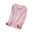 thumbnail image 1 of YUANxueke Flannel Long Sleeve Shirts for Women Crewneck Fluffy Pajama Tops Winter Comfy Sleepwear Loungewear,Watermelon Red,XL, 1 of 1