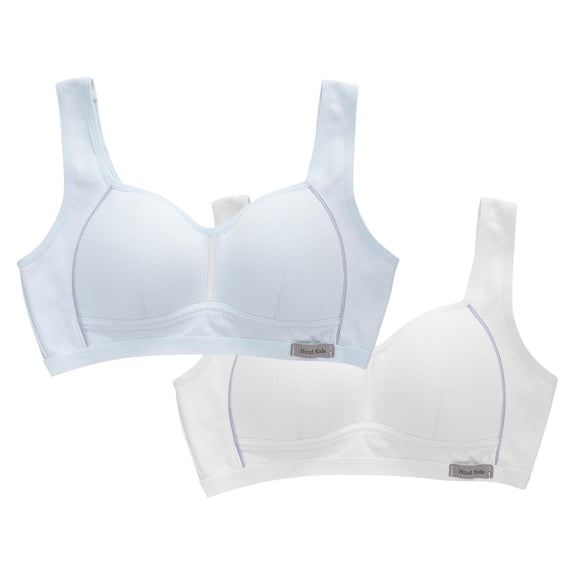 YUANxueke Girls 2-Pack Seamless Bra Soft Fixed Padding Training Bras Lightweight Breathable Bralette,12 Years