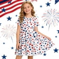 thumbnail image 1 of YUANxueke Girls 4th of July Outfit Dress Short Sleeve Crewneck Patriotic Dress Casual Trendy Printed A-Line Dress for 4-14 Years, 1 of 8