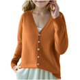 thumbnail image 1 of YUANxueke Girls Basic Knit Cardigan Button Down V Neck Sweater School Uniform Fashion Tops with Ribbed Cuffs,Orange,8-9 Years, 1 of 3