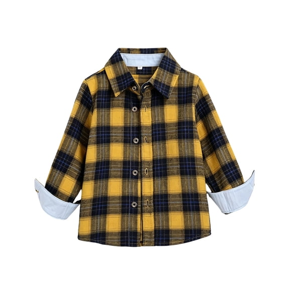 YUANxueke Girls Boys Button Down Coat, Long Sleeve Plaid Collared Shirts, Casual Fashion Workout Streetwear Jackets