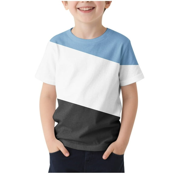 YUANxueke Girls Boys Summer T-Shirt Color Block Short Sleeve Tops Casual Soft Breathable Everyday Basic Tees Outfits for Kids
