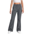 thumbnail image 1 of YUANxueke Girls Corduroy Pants High Waisted Casual Loose Fit Fashion Straight Leg Trousers for 5-16 Years, 1 of 8