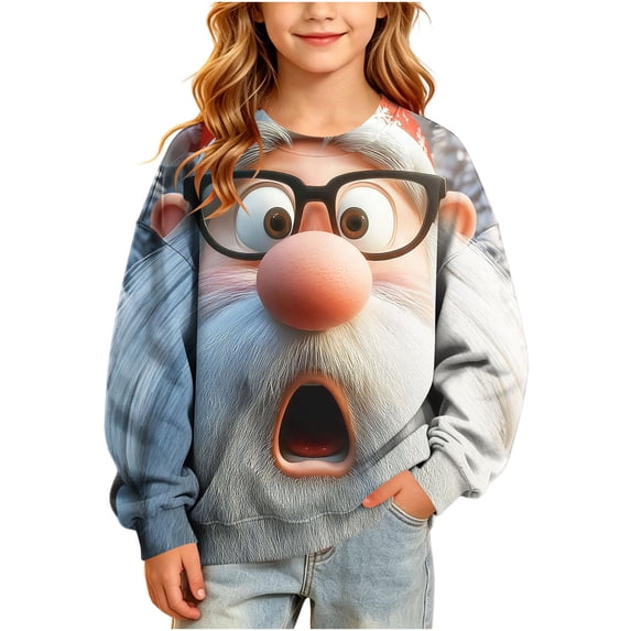 YUANxueke Girls Cute Chirstmas Print Sweatshirt Casual Fashion Long Sleeve Crewneck Pullover Top for 2-14 Years