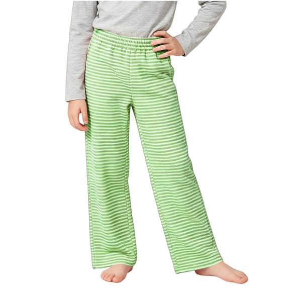 YUANxueke Girls Elastic Waist Pants Casual Striped Outdoor Straight Leg Soft Comfy Trousers for 4-16 Years