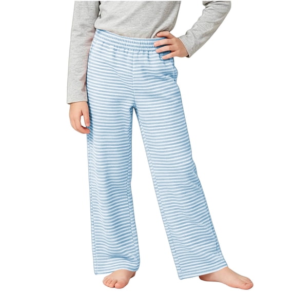 YUANxueke Girls Elastic Waist Pants Casual Striped Outdoor Straight Leg Soft Comfy Trousers for 4-16 Years