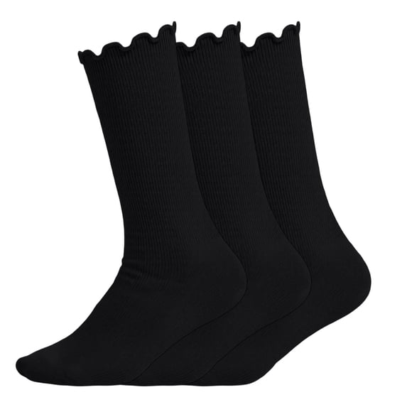 YUANxueke Girls Kids Ruffle Socks 3-Pieces School Uniform Dress Frilly Socks Breathable Crew Socks for 6-14 Years