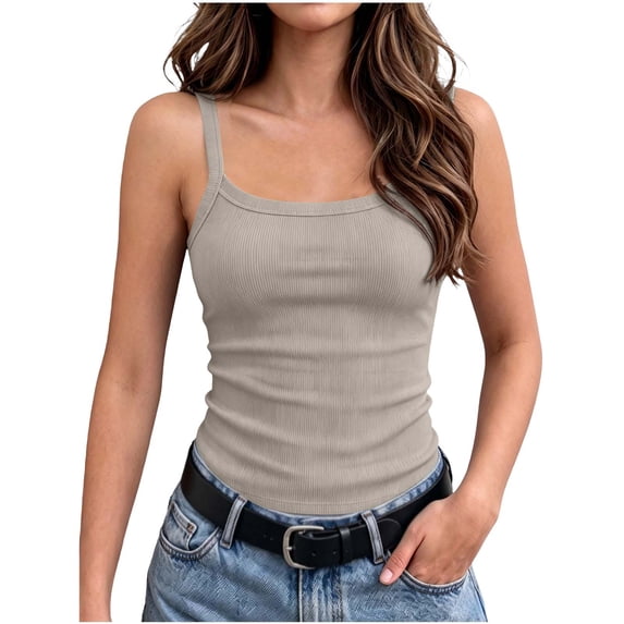 YUANxueke Girls Ribbed Knit Tank Tops, Sleeveless Crewneck Stretchy Camisole, Trendy Summer Comfy Tops for 3-13 Years