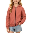 thumbnail image 1 of YUANxueke Girls Zip Up Detachable Sleeves Sweatshirt Fashion Warm Solid Color Hoodie Cozy Jacket with Pockets,Orange,4-5 Years, 1 of 7