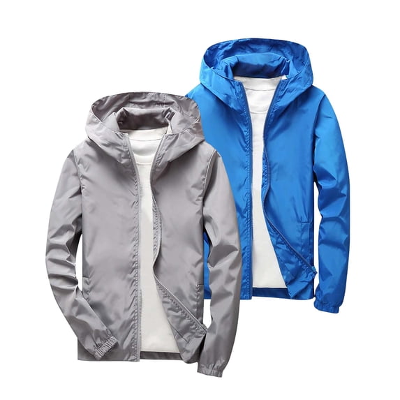 YUANxueke Kids 2-Packs Rain Jacket Long Sleeve Full Zip Hooded Coat Casual Workout Outdoor Windbreakers for 3-12 Years