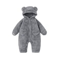 thumbnail image 1 of YUANxueke Kids Fleece Romper Jumpsuit Girls Boys Zip Up Thick Hooded Jumpsuit Winter Snowsuit Clothes,Gray,0 Months, 1 of 5