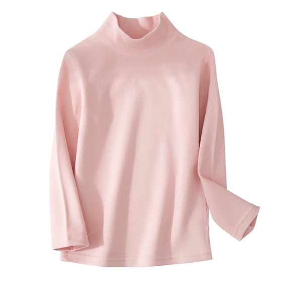 YUANxueke Kids Mock Turtleneck Thermal Underwear Casual Comfy Shirts Boys Girls Long Sleeve Lightweight Base Layer Tops,Pink,7Years