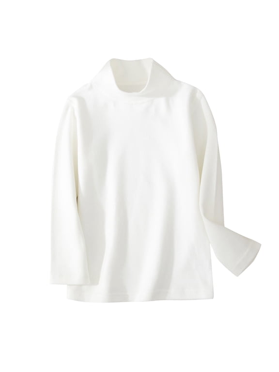 Kids Mock Turtleneck Thermal Underwear Casual Comfy Shirts Boys Girls Long Sleeve Lightweight Base Layer Tops,White,2Years