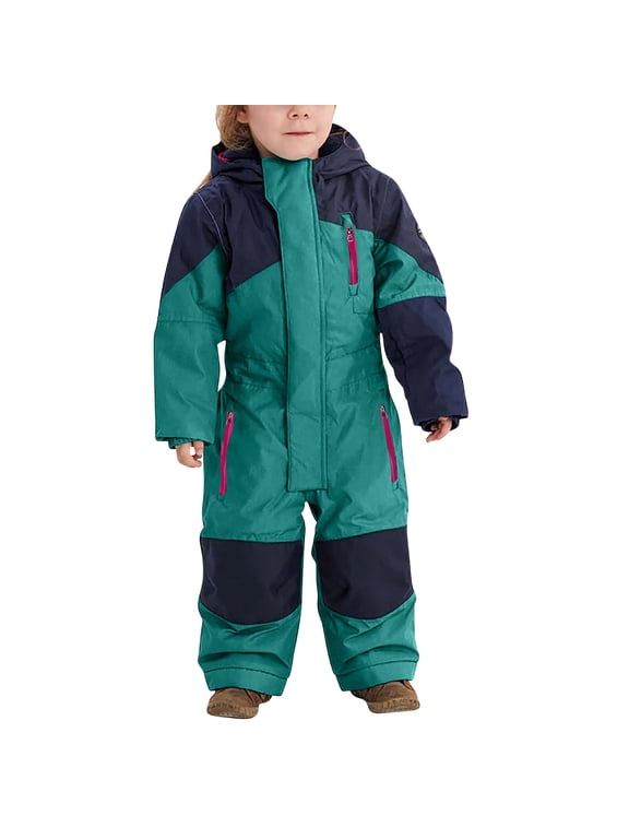 Kids Snow Suit One Piece Ski Suit Boys Girls Thermal Jumpsuits Outdoor Waterproof Windproof Snowsuit Outfit,Light Blue,3 Years