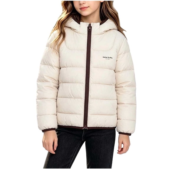 YUANxueke Kids Zip Up Puffer Jacket, Long Sleeve Hooded Quilted Padded Jacket for Boys Girls, Casual Winter Warm Coat