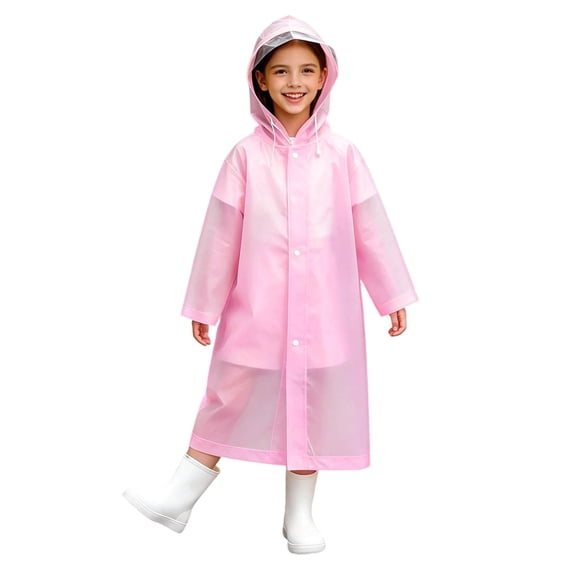 YUANxueke Long Sleeve Raincoats for Girls Boys Waterproof Hooded Rain Jackets Travel Outdoor Hiking Coat for 3-14 Years
