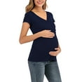 thumbnail image 1 of YUANxueke Maternity Tops for Women V Neck Tunic Shirts Casual Nursing Tops Short Sleeve Pregnancy Outfits Soft Clothes, 1 of 4