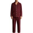 thumbnail image 1 of YUANxueke Mens Big & Tall Cotton 2 Piece Pajamas Sets Long Sleeve Collared Button Down Shirts & Pants Comfy Sleepwear, 1 of 6