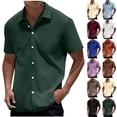 thumbnail image 1 of YUANxueke Mens Dress Shirts Lightweight Short Sleeve Lapel Blouse Casual Breathable Button Down Tops Loose Spring Summer Business Office Outwear, 1 of 5