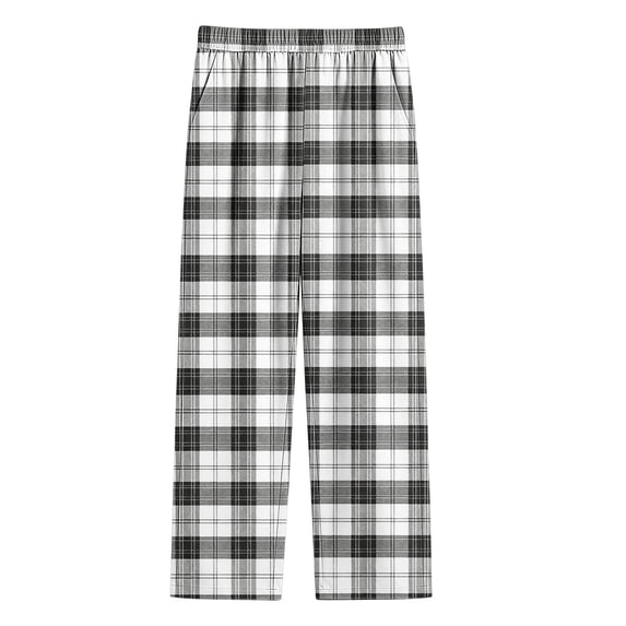 YUANxueke Plaid Pants for Girls Boys Elastic Waist Straight Leg Comfy Pants with Pockets,Black,4-5 Years