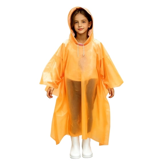 YUANxueke Raincoats Ponchos for Kids Emergency Long Rain Coat with Hood EVA Waterproof Rain Jackets for Boys and Girls for 3-14 Years