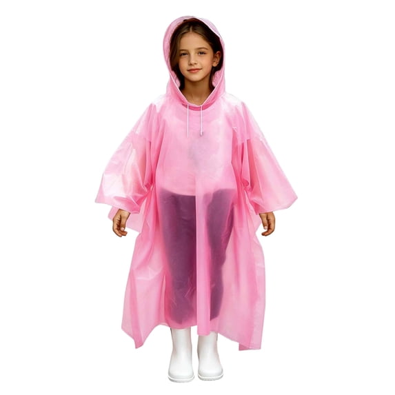 YUANxueke Raincoats Ponchos for Kids Emergency Long Rain Coat with Hood EVA Waterproof Rain Jackets for Boys and Girls for 3-14 Years