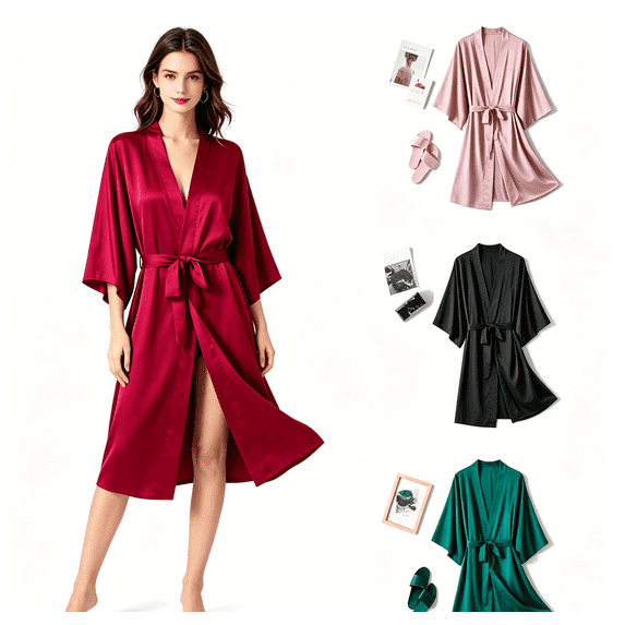 YUANxueke Robes for Women Kimono Robe Lightweight Soft Breathable Bathrobe Short Sleeve Casual Comfortable Nightgown Loungewear Pajamas