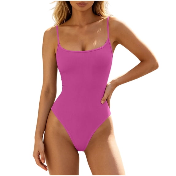 YUANxueke Seamless Bodysuit for Women Spaghetti Strap Scoop Neck Shaper Ribbed Fashion Yoga Body Shaper Suits