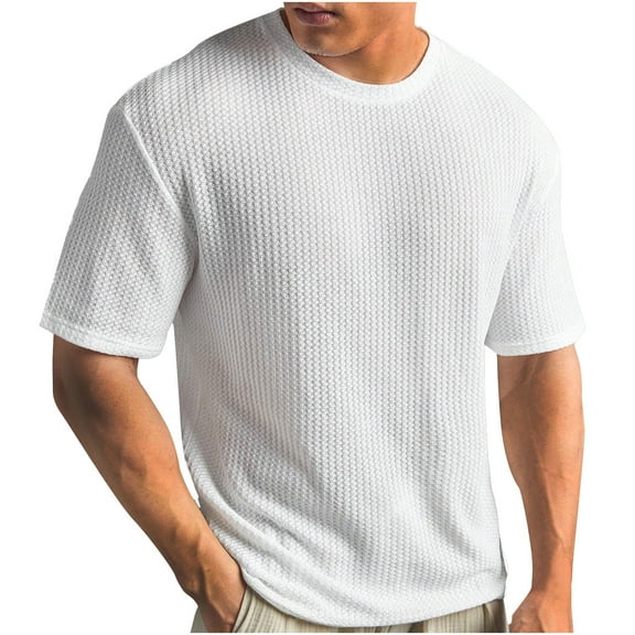 YUANxueke Shirts for Men Crew Neck Sweater Casual Short Sleeve Comfy Knit T-Shirts Lightweight Summer Basic Tee Outfits