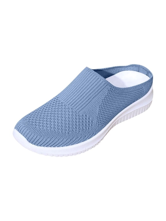 Shoes for Women Plus Size Summer Slip On Shoes Breathable Comfortable Soft Sneakers Walking Outdoor Casual Mesh Sandals