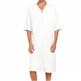 thumbnail image 1 of YUANxueke Short Sleeve Nightgowns for Men Zipper Front Sleepshirt Lightweight Bathrobe V Neck Loungewear with Pockets, 1 of 5