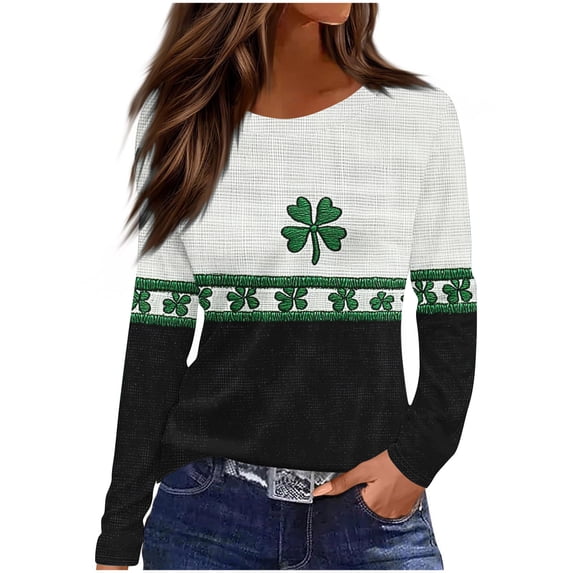 YUANxueke St. Patrick's Day Shirts for Women Irish Shamrock Pullover Shirts Irish Shamrock Printed Tops Casual Loose Fit Clothes