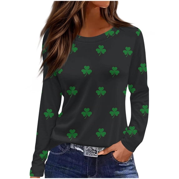 YUANxueke St. Patrick's Day Shirts for Women Irish Shamrock Pullover Shirts Irish Shamrock Printed Tops Casual Loose Fit Clothes