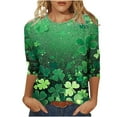 thumbnail image 1 of YUANxueke St Patricks Day Womens Casual 3/4 Sleeve T Shirts Cute Graphic Tee Tops Lightweight Crew Neck Summer Outfits, 1 of 5