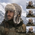 thumbnail image 1 of YUANxueke Trapper Hat for Men Winter Warm Suede Fuzzy Russian Ushanka Trooper Aviator Hats with Ear Flaps, 1 of 5