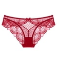 thumbnail image 1 of YUANxueke Women Sheer Underwear, Cheeky Bikini Floral Lace Panties, Mid Rise Lightweight Breathable Briefs,Red,XXL, 1 of 1