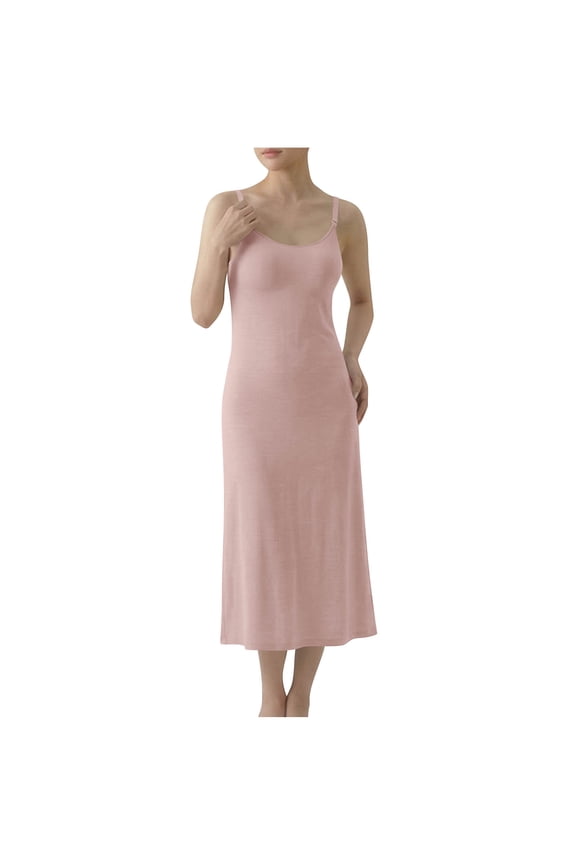 Women's Maternity Slip Nightgown Adjustable Strap Crewneck Slim Fit Breastfeeding Dress Summer Lounge Long Dresses